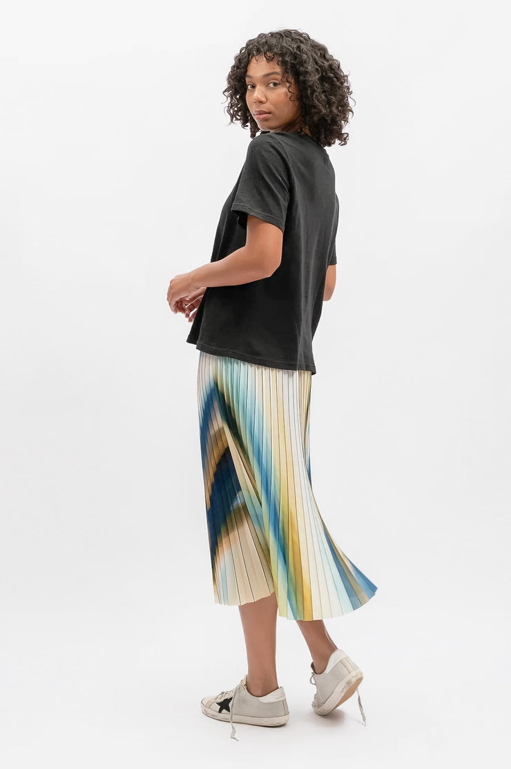 Lilian Pleat Skirt - Azure Multi