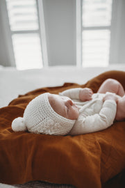 Merino Wool Bonnet & Booties Set - Ivory