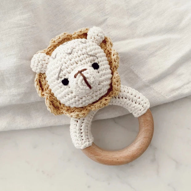 Crocheted Baby Rattle - Lion