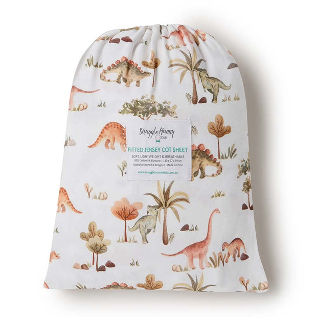 Fitted Cot Sheet - Dino