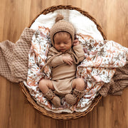 Merino Wool Bonnet & Booties Set - Fawn