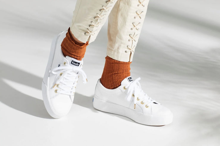 Keds tan 2025 leather sneakers
