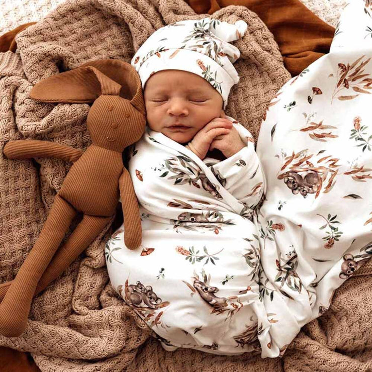 Jersey Wrap & Beanie Set - Koala