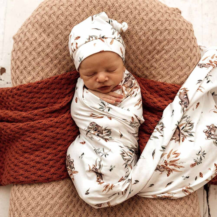 Jersey Wrap & Beanie Set - Koala