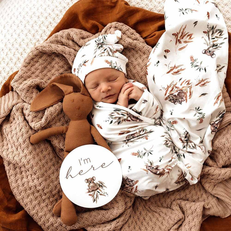 Jersey Wrap & Beanie Set - Koala
