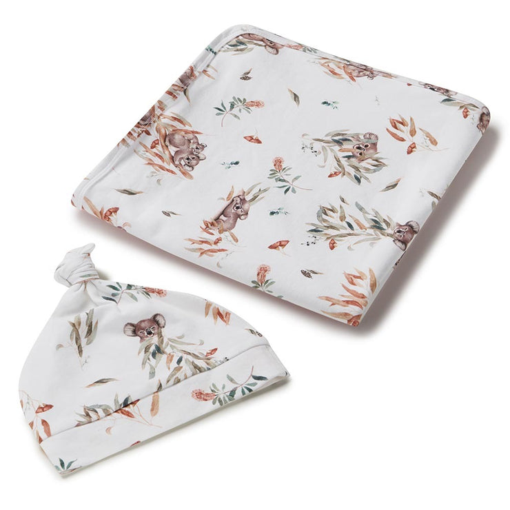Jersey Wrap & Beanie Set - Koala