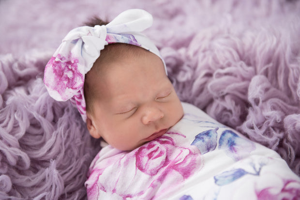 Jersey Wrap & Top Knot Set - Lilac Skies