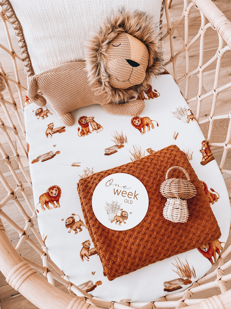 Fitted Bassinet Sheet | Change Pad Cover - Lion