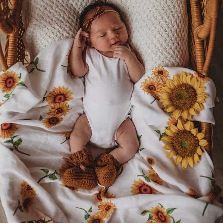 Organic Muslin Wrap - Sunflowers