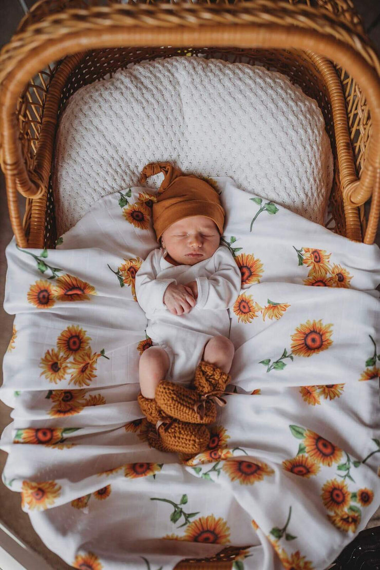 Organic Muslin Wrap - Sunflowers