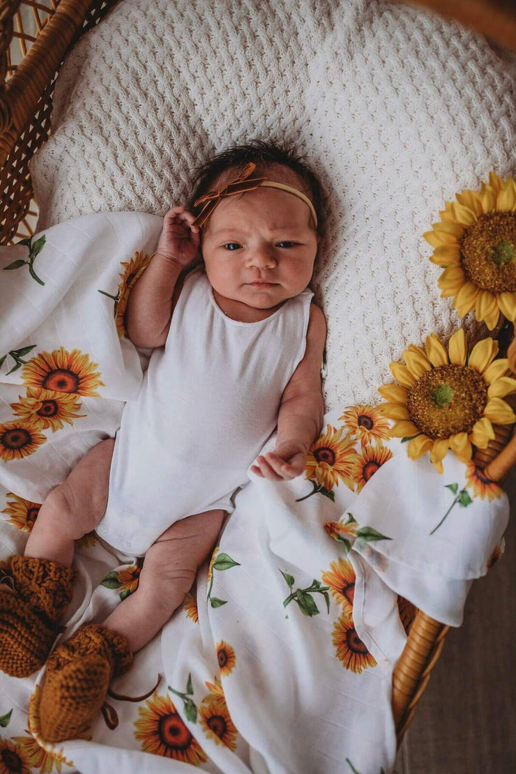 Organic Muslin Wrap - Sunflowers