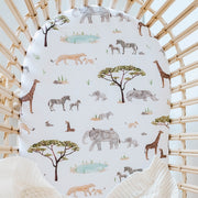 Fitted Bassinet Sheet | Change Pad Cover - Safari