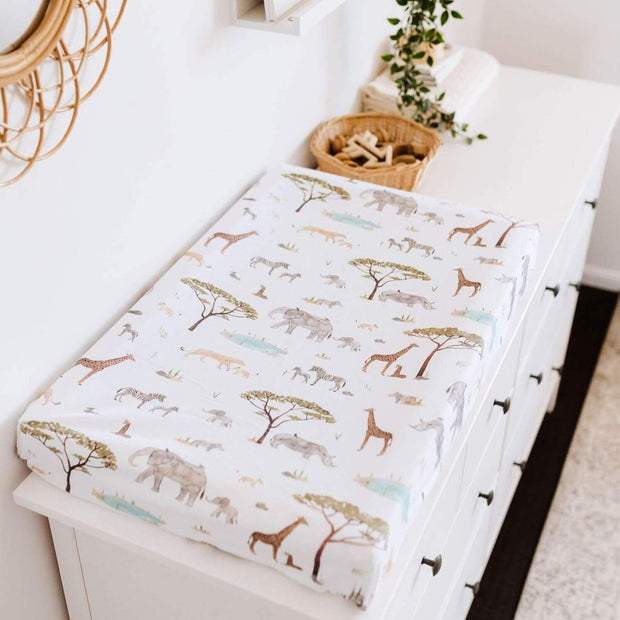 Fitted Bassinet Sheet | Change Pad Cover - Safari