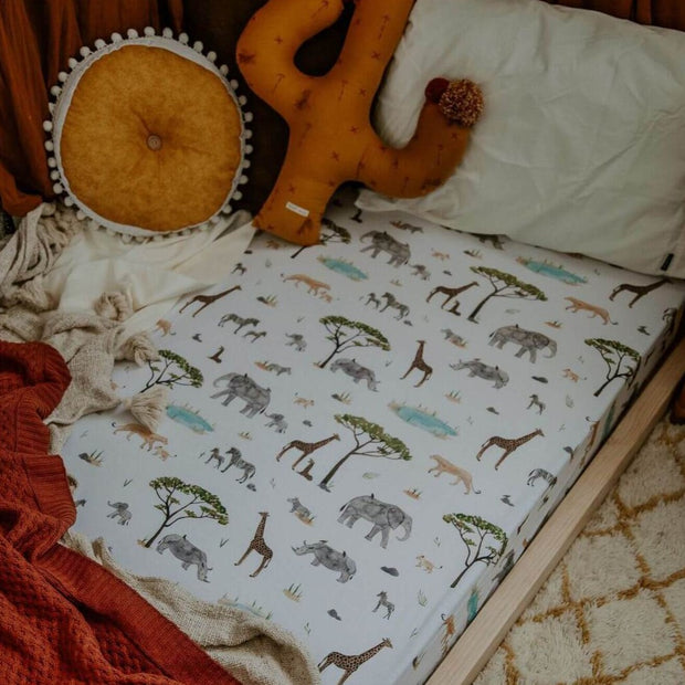 Fitted Cot Sheet - Safari