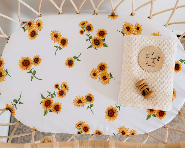 Fitted Bassinet Sheet | Change Pad Cover - Sunflower