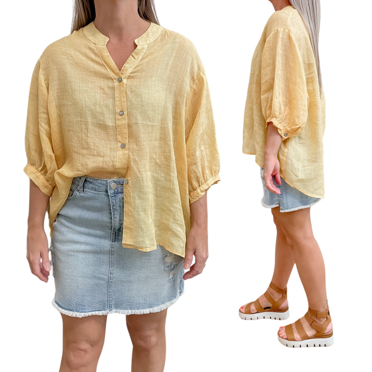 Deja Linen Shirt - Lemon