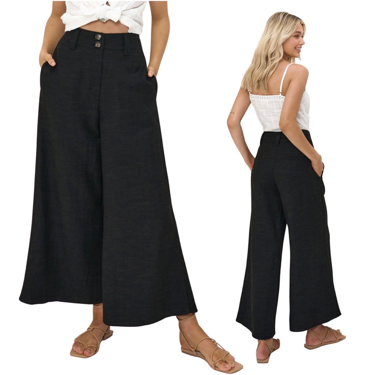 Molly Linen Pants - Black